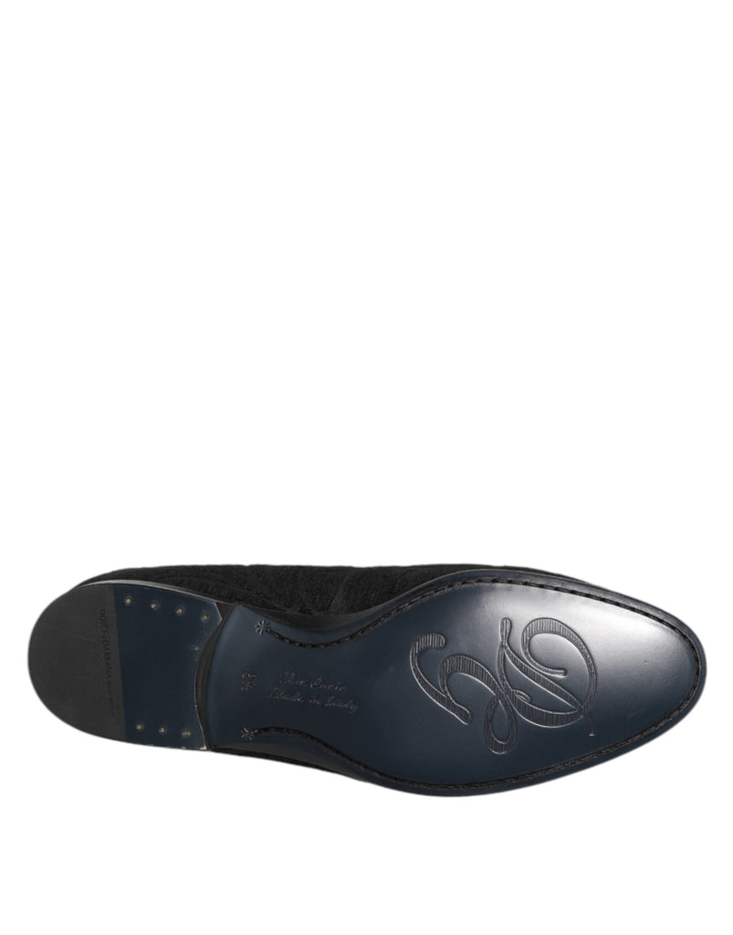 Dolce & Gabbana Black Brocade Crown Loafers Dress Shoes - Beyzy Store - Dolce & Gabbana