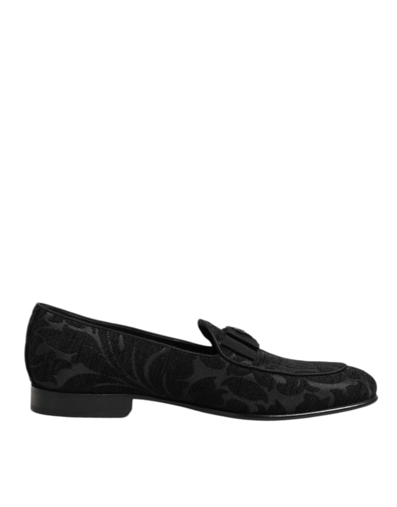 Dolce & Gabbana Black Brocade Crown Loafers Dress Shoes - Beyzy Store - Dolce & Gabbana
