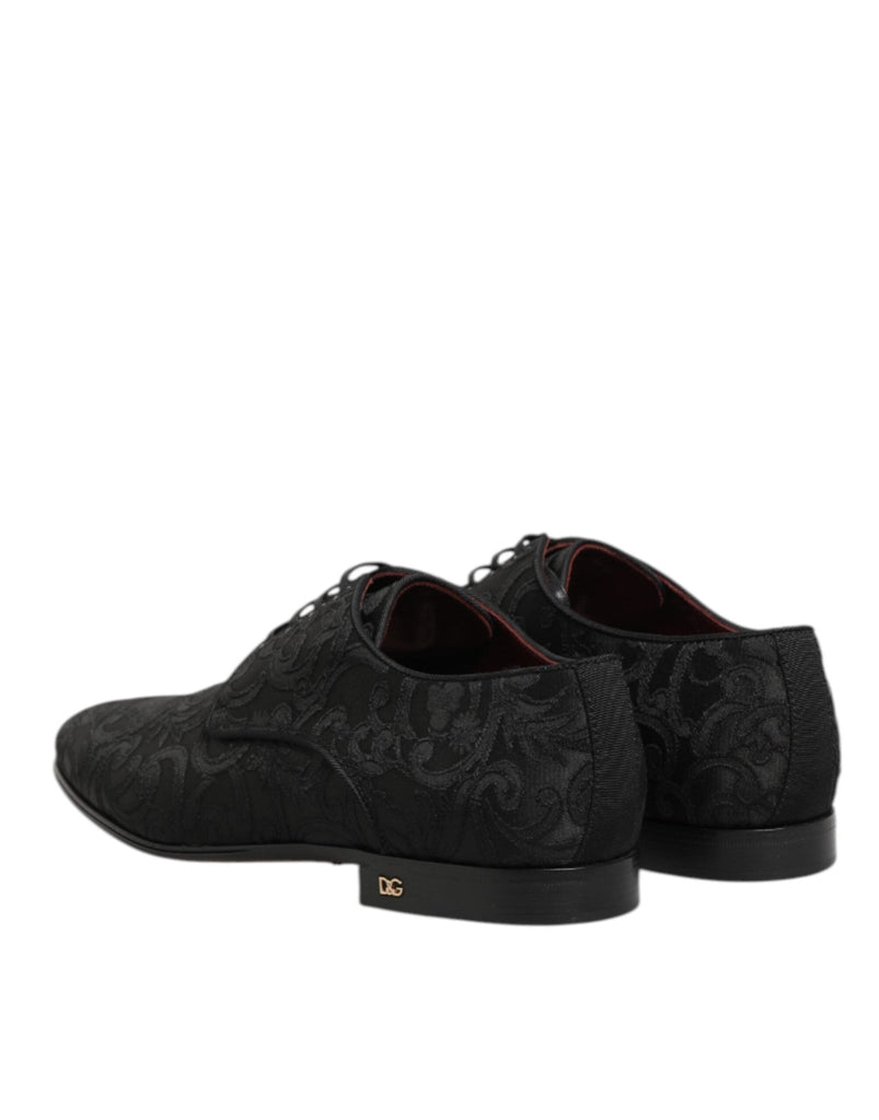 Dolce & Gabbana Black Brocade Lace Up Derby Men Dress Shoes - Beyzy Store - Dolce & Gabbana