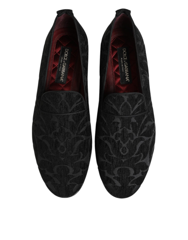 Dolce & Gabbana Black Brocade Loafers Slip On Men Dress Shoes - Beyzy Store - Dolce & Gabbana