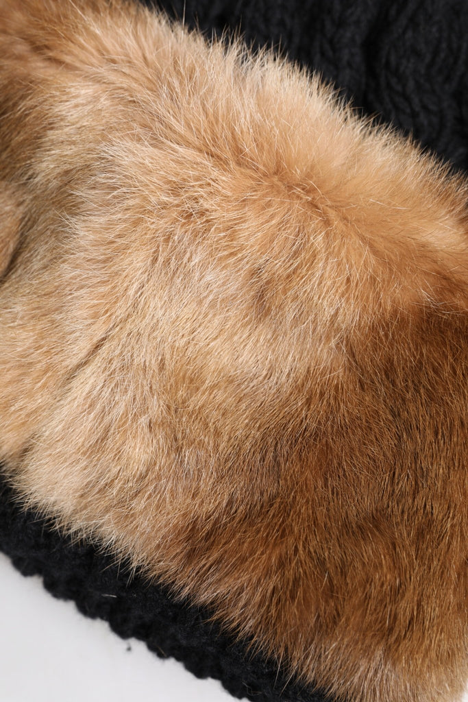 Dolce & Gabbana Black Brown Dyed Rabbit Real Fur Winter Beanie Hat - Beyzy Store - Dolce & Gabbana