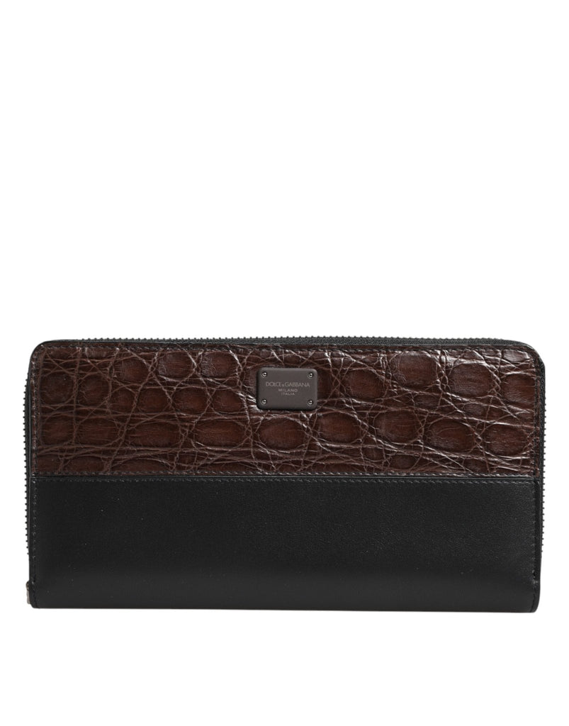 Dolce & Gabbana Black Brown Exotic Leather Men Continental Clutch Wallet - Beyzy Store - Dolce & Gabbana
