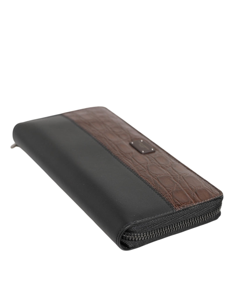 Dolce & Gabbana Black Brown Exotic Leather Men Continental Clutch Wallet - Beyzy Store - Dolce & Gabbana