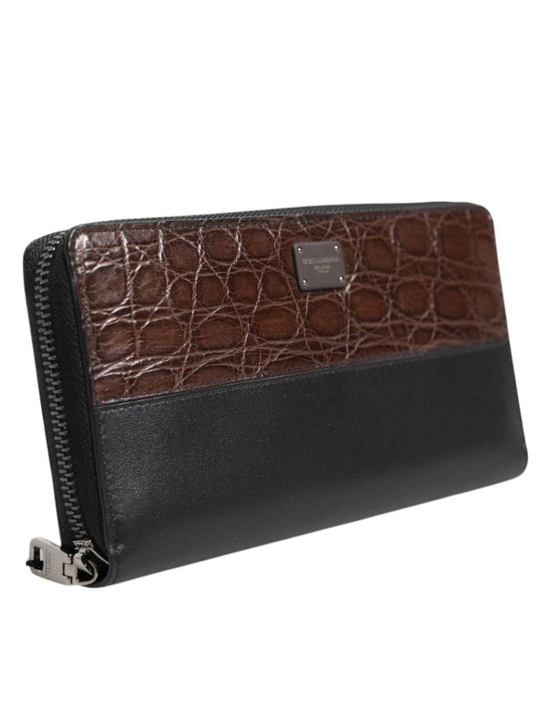 Dolce & Gabbana Black Brown Exotic Leather Men Continental Clutch Wallet - Beyzy Store - Dolce & Gabbana