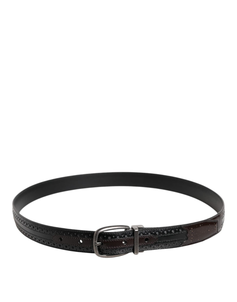 Dolce & Gabbana Black Brown Leather Classic Metal Buckle Belt - Beyzy Store - Dolce & Gabbana