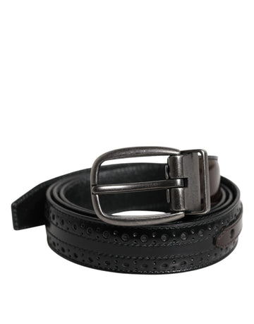 Dolce & Gabbana Black Brown Leather Classic Metal Buckle Belt - Beyzy Store - Dolce & Gabbana