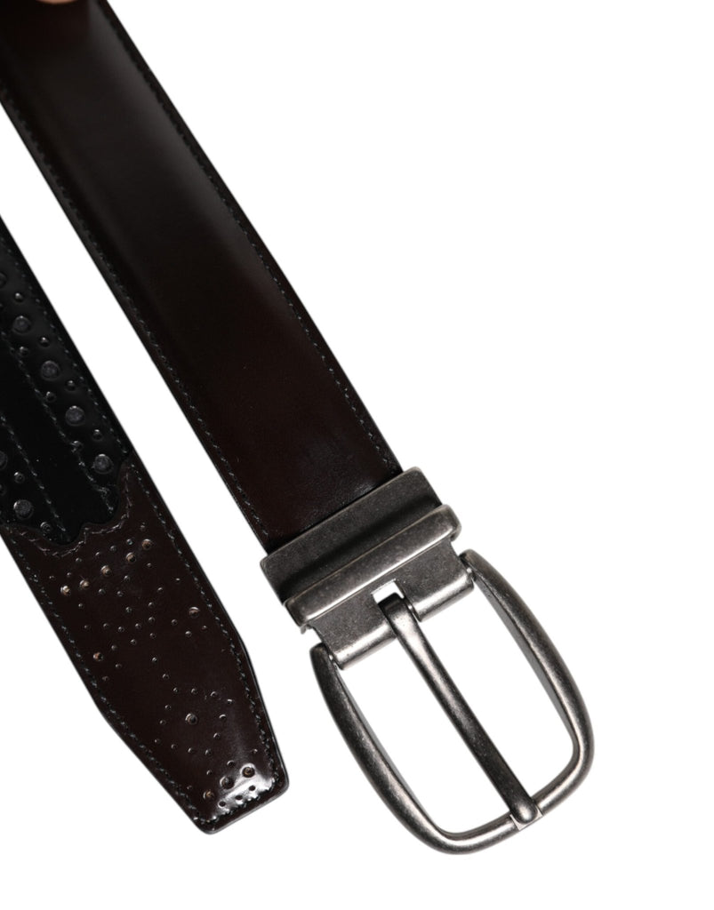 Dolce & Gabbana Black Brown Leather Classic Metal Buckle Belt - Beyzy Store - Dolce & Gabbana