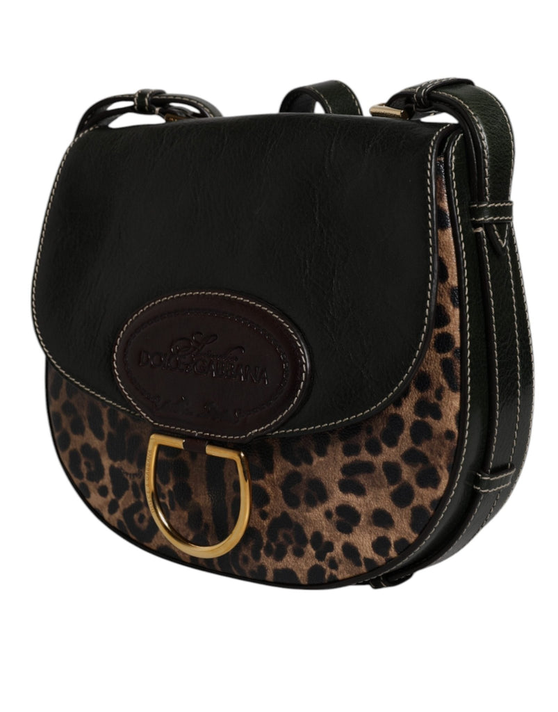 Dolce & Gabbana Black Brown Leopard Leather Shoulder Strap Bag - Beyzy Store - Dolce & Gabbana