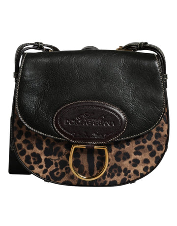 Dolce & Gabbana Black Brown Leopard Leather Shoulder Strap Bag - Beyzy Store - Dolce & Gabbana