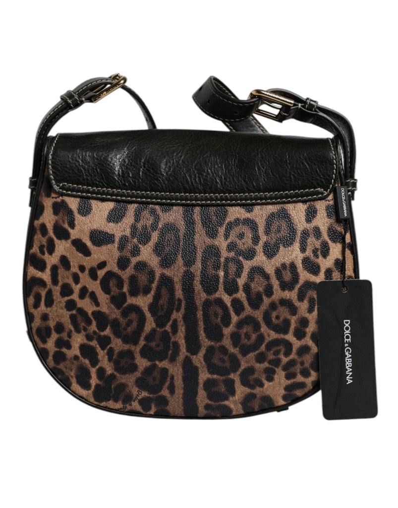 Dolce & Gabbana Black Brown Leopard Leather Shoulder Strap Bag - Beyzy Store - Dolce & Gabbana