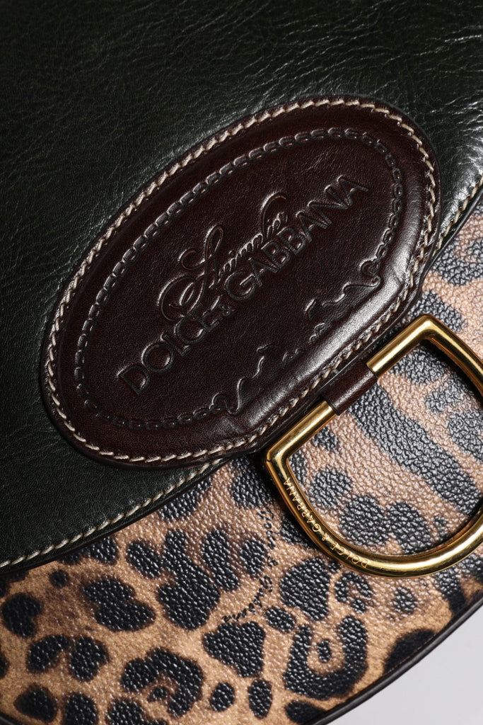 Dolce & Gabbana Black Brown Leopard Leather Shoulder Strap Bag - Beyzy Store - Dolce & Gabbana