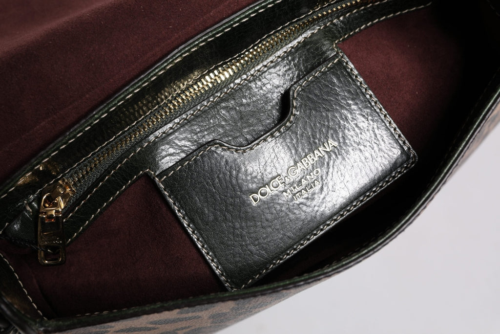 Dolce & Gabbana Black Brown Leopard Leather Shoulder Strap Bag - Beyzy Store - Dolce & Gabbana