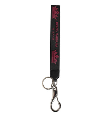 Dolce & Gabbana Black Burgundy Nylon DG Logo Crown Holder Keychain Keyring - Beyzy Store - Dolce & Gabbana