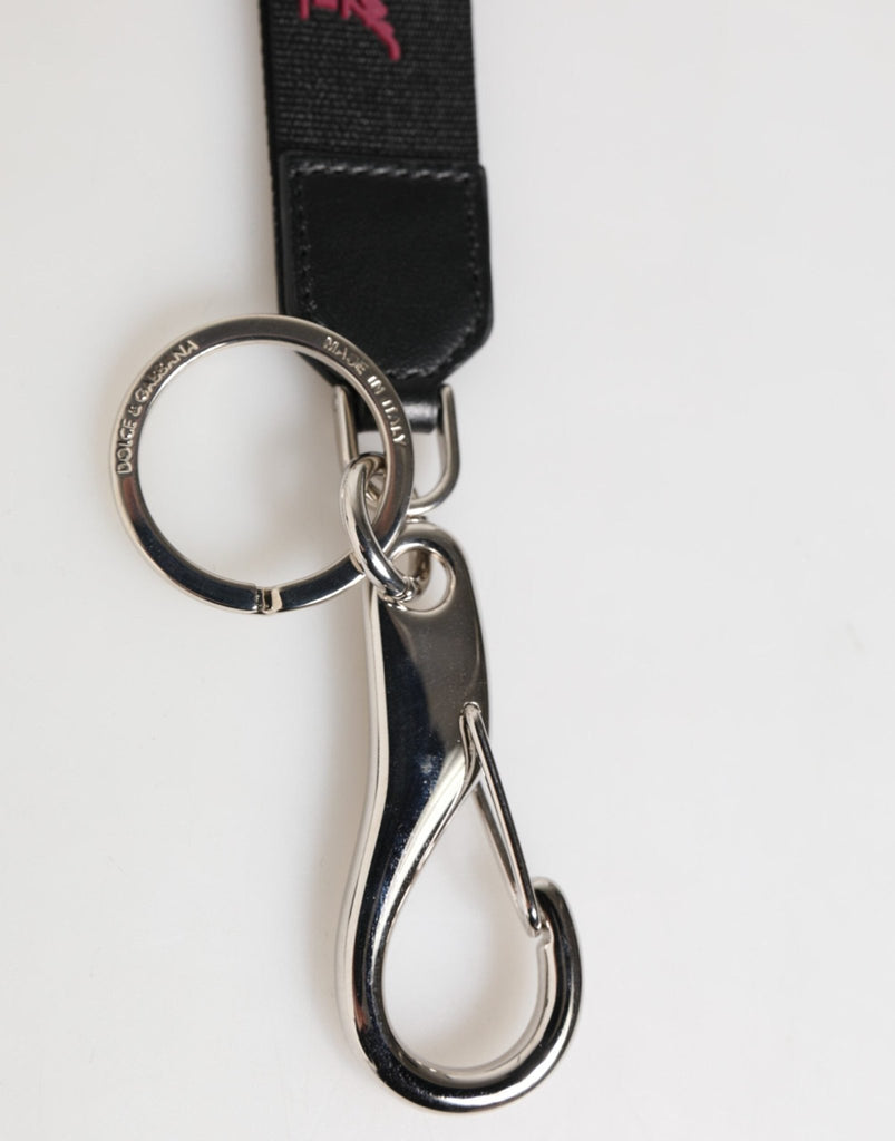 Dolce & Gabbana Black Burgundy Nylon DG Logo Crown Holder Keychain Keyring - Beyzy Store - Dolce & Gabbana