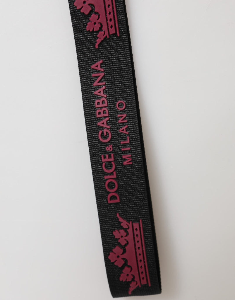 Dolce & Gabbana Black Burgundy Nylon DG Logo Crown Holder Keychain Keyring - Beyzy Store - Dolce & Gabbana