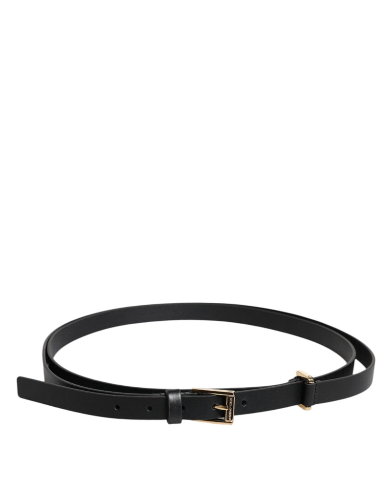Dolce & Gabbana Black Calf Leather Gold Metal Buckle Belt - Beyzy Store - Dolce & Gabbana