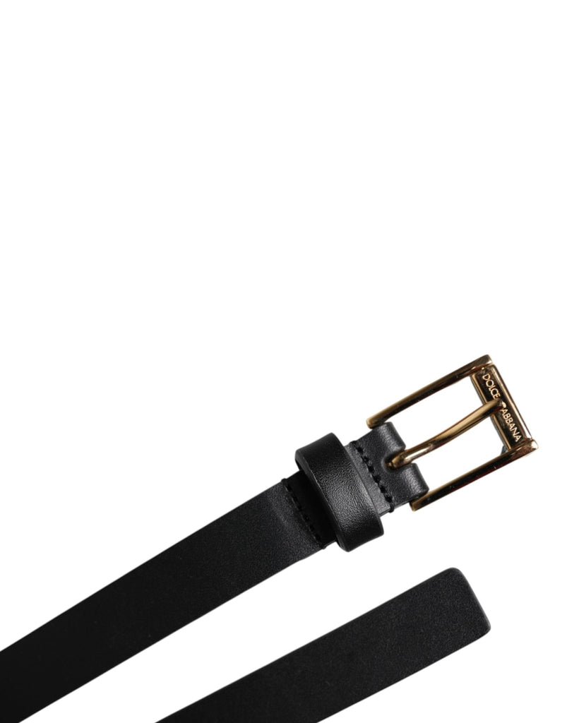 Dolce & Gabbana Black Calf Leather Gold Metal Buckle Belt - Beyzy Store - Dolce & Gabbana
