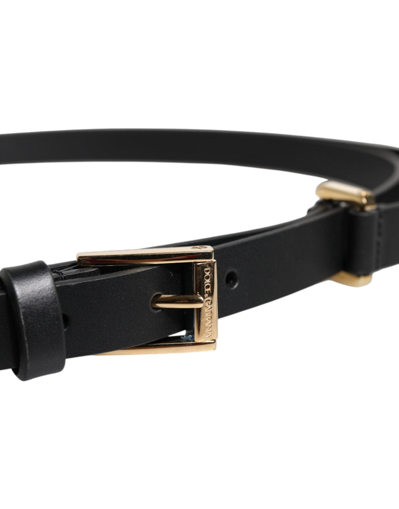 Dolce & Gabbana Black Calf Leather Gold Metal Buckle Belt - Beyzy Store - Dolce & Gabbana