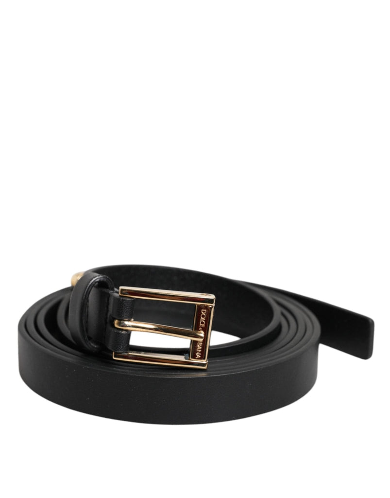 Dolce & Gabbana Black Calf Leather Gold Metal Buckle Belt - Beyzy Store - Dolce & Gabbana