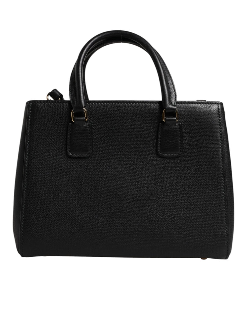 Dolce & Gabbana Black Calf Leather Logo Plaque Shoulder Handbag Bag - Beyzy Store - Dolce & Gabbana