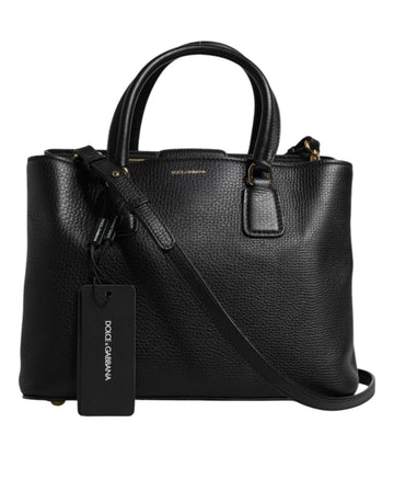 Dolce & Gabbana Black Calf Leather Logo Plaque Shoulder Handbag Bag - Beyzy Store - Dolce & Gabbana
