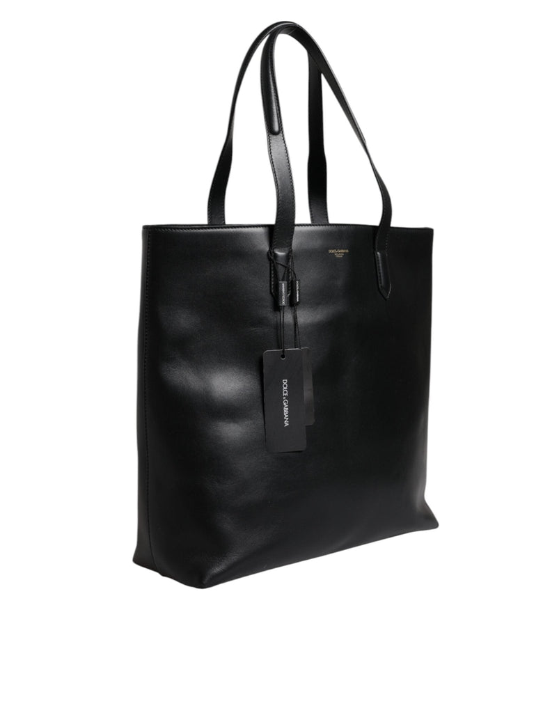 Dolce & Gabbana Black Calf Leather Shopping Tote Shoulder Bag - Beyzy Store - Dolce & Gabbana