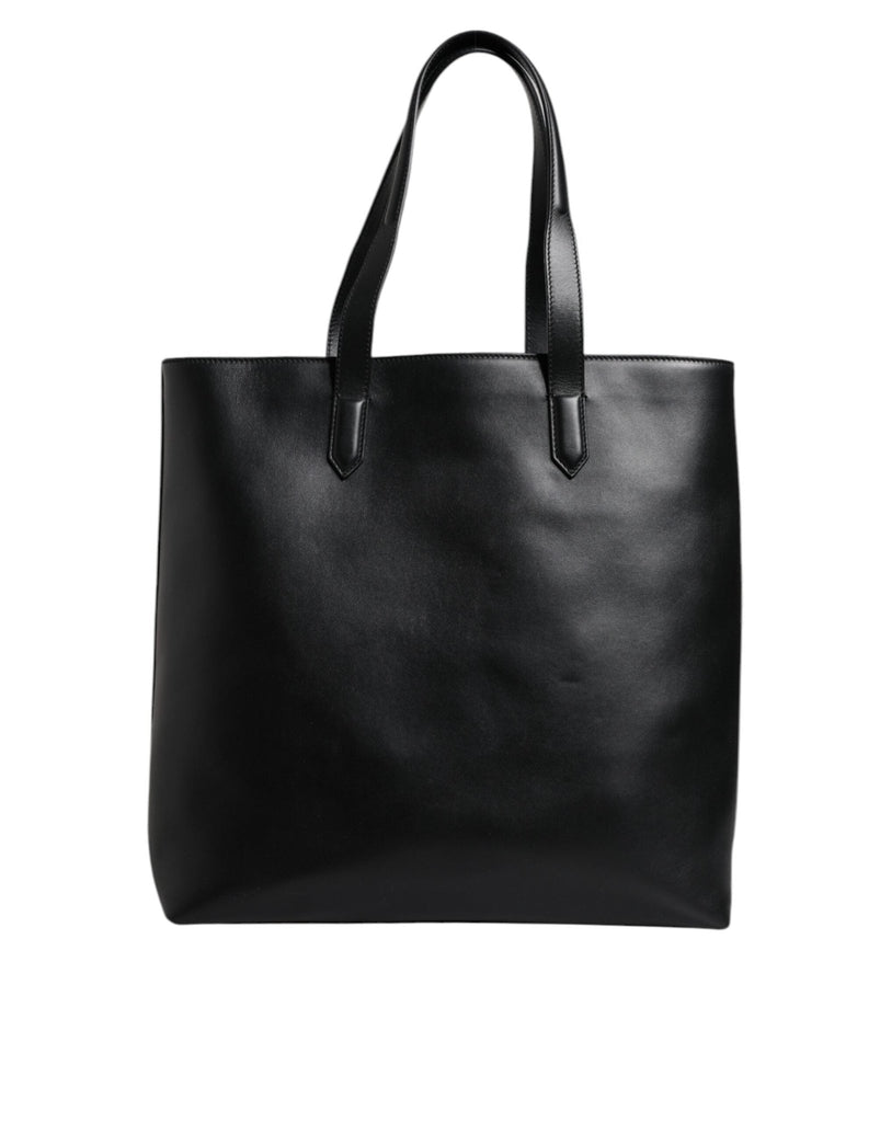 Dolce & Gabbana Black Calf Leather Shopping Tote Shoulder Bag - Beyzy Store - Dolce & Gabbana