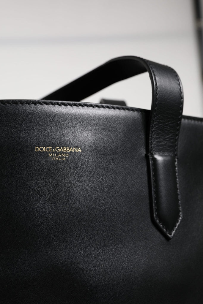 Dolce & Gabbana Black Calf Leather Shopping Tote Shoulder Bag - Beyzy Store - Dolce & Gabbana