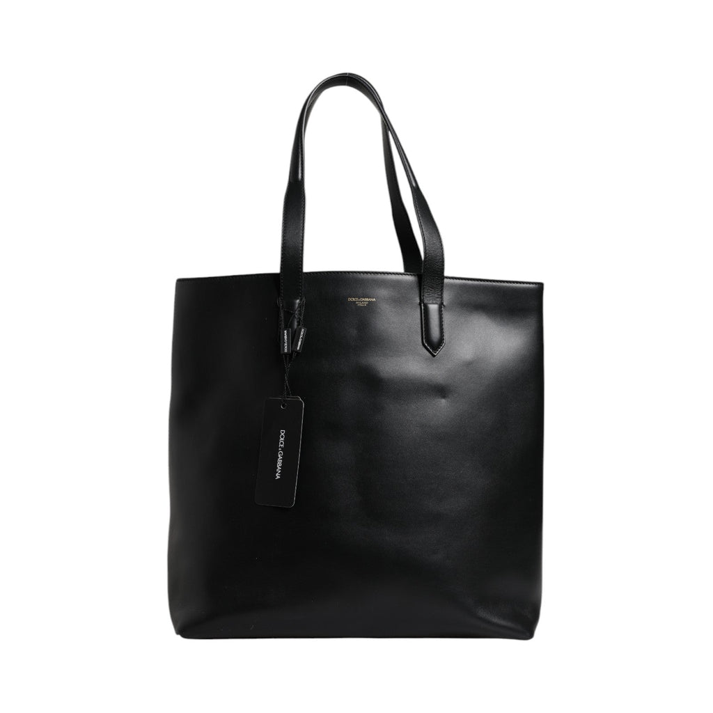 Dolce & Gabbana Black Calf Leather Shopping Tote Shoulder Bag - Beyzy Store - Dolce & Gabbana