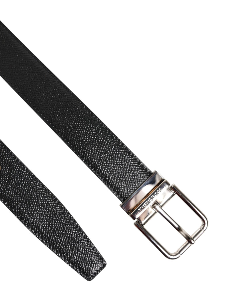 Dolce & Gabbana Black Calf Leather Silver Metal Buckle Belt - Beyzy Store - Dolce & Gabbana