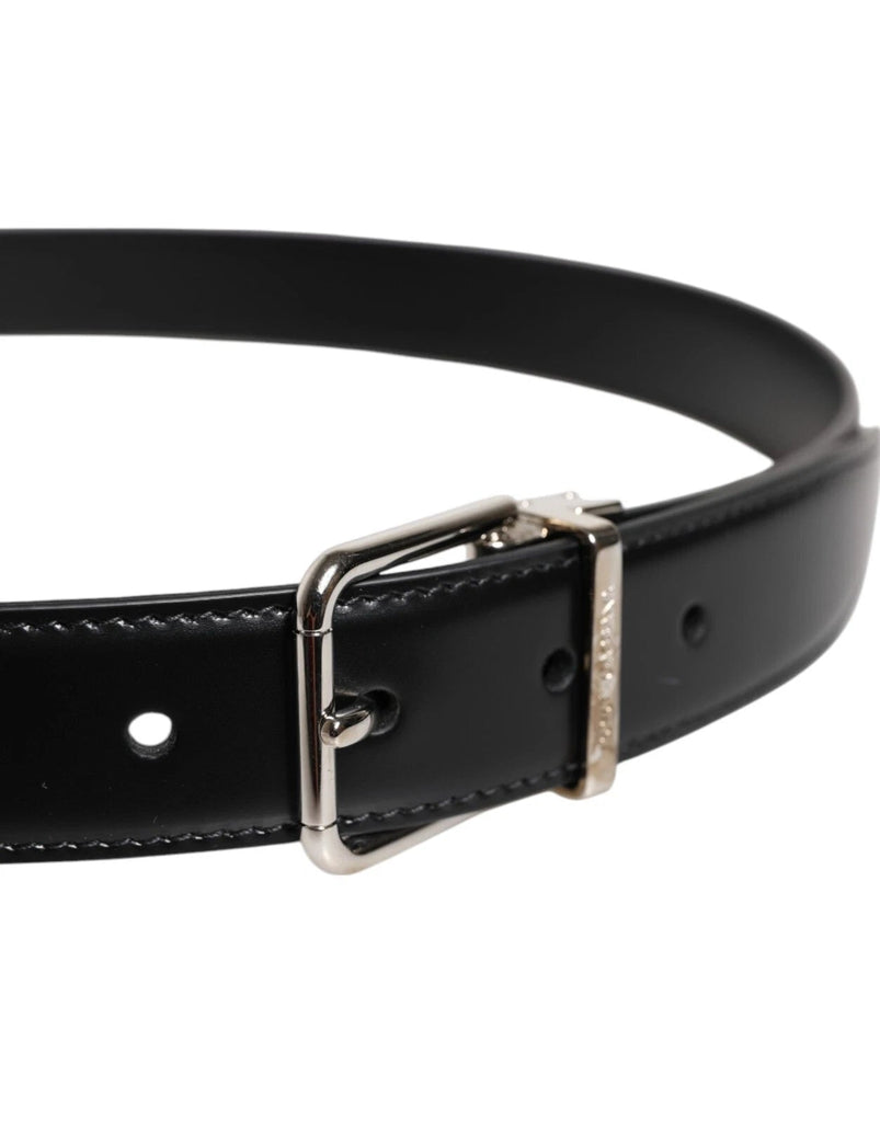 Dolce & Gabbana Black Calf Leather Silver Metal Buckle Belt - Beyzy Store - Dolce & Gabbana