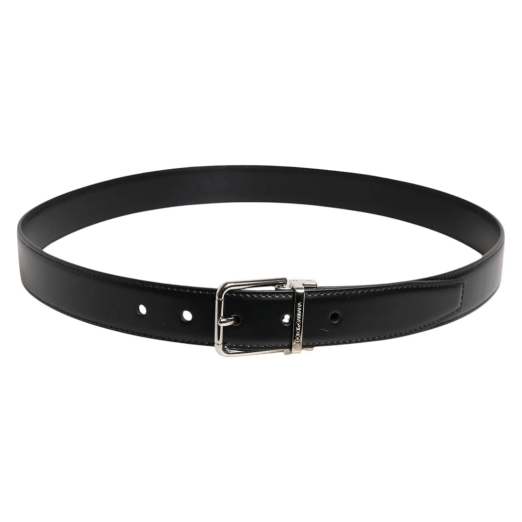 Dolce & Gabbana Black Calf Leather Silver Metal Buckle Belt - Beyzy Store - Dolce & Gabbana