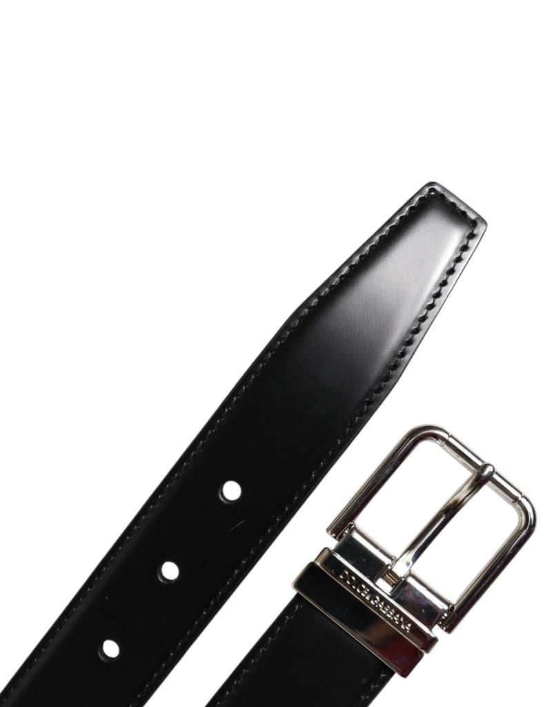 Dolce & Gabbana Black Calf Leather Silver Metal Buckle Belt - Beyzy Store - Dolce & Gabbana