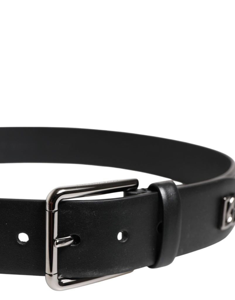 Dolce & Gabbana Black Calf Leather Studded Silver Buckle Belt - Beyzy Store - Dolce & Gabbana