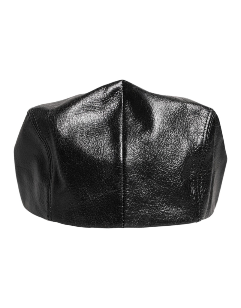 Dolce & Gabbana Black Calf Newsboy Capello Cabbie Hat - Beyzy Store - Dolce & Gabbana
