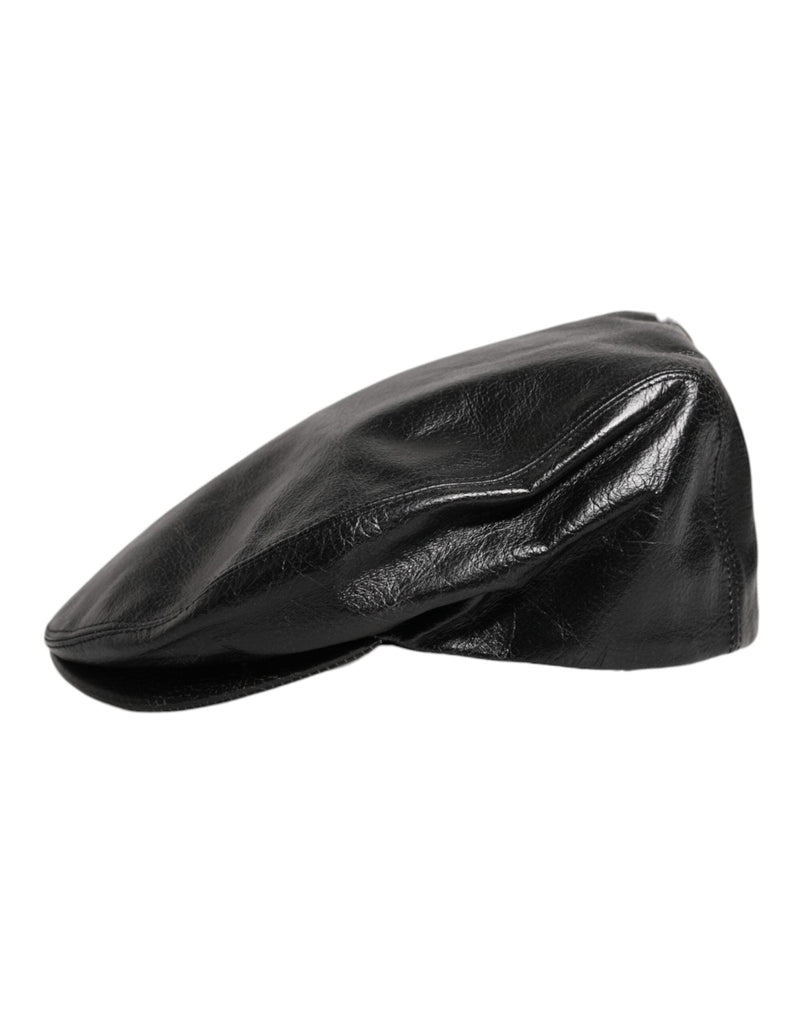 Dolce & Gabbana Black Calf Newsboy Capello Cabbie Hat - Beyzy Store - Dolce & Gabbana