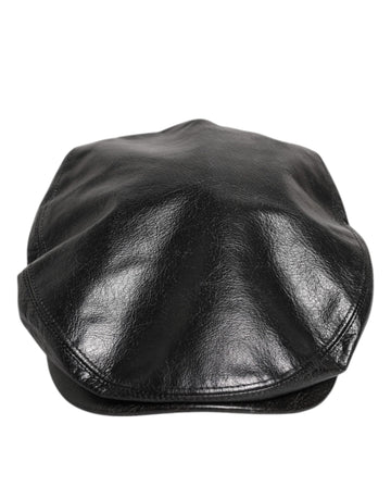 Dolce & Gabbana Black Calf Newsboy Capello Cabbie Hat - Beyzy Store - Dolce & Gabbana