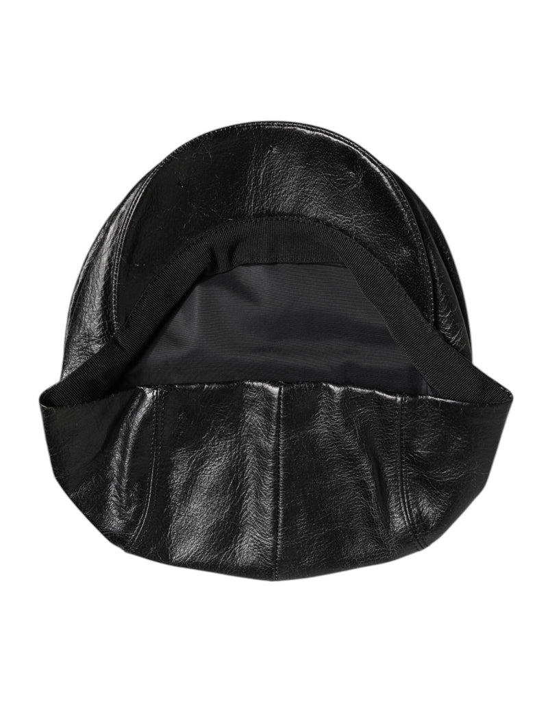 Dolce & Gabbana Black Calf Newsboy Capello Cabbie Hat - Beyzy Store - Dolce & Gabbana