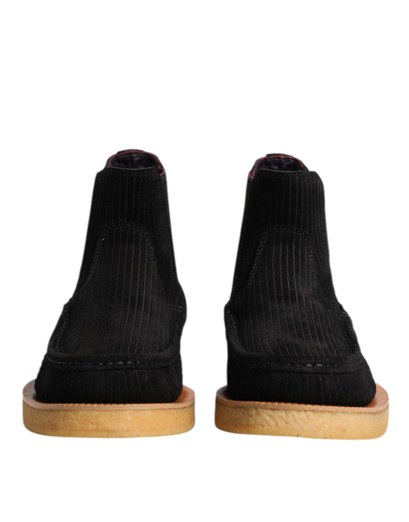Dolce & Gabbana Black Calf Suede Slip On Ankle Boots Shoes - Beyzy Store - Dolce & Gabbana