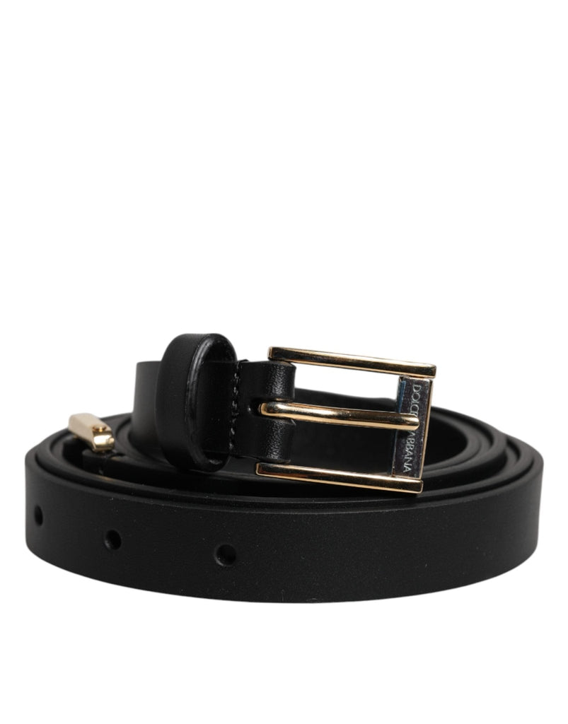 Dolce & Gabbana Black Calfskin Classic Metal Logo Buckle Belt - Beyzy Store - Dolce & Gabbana