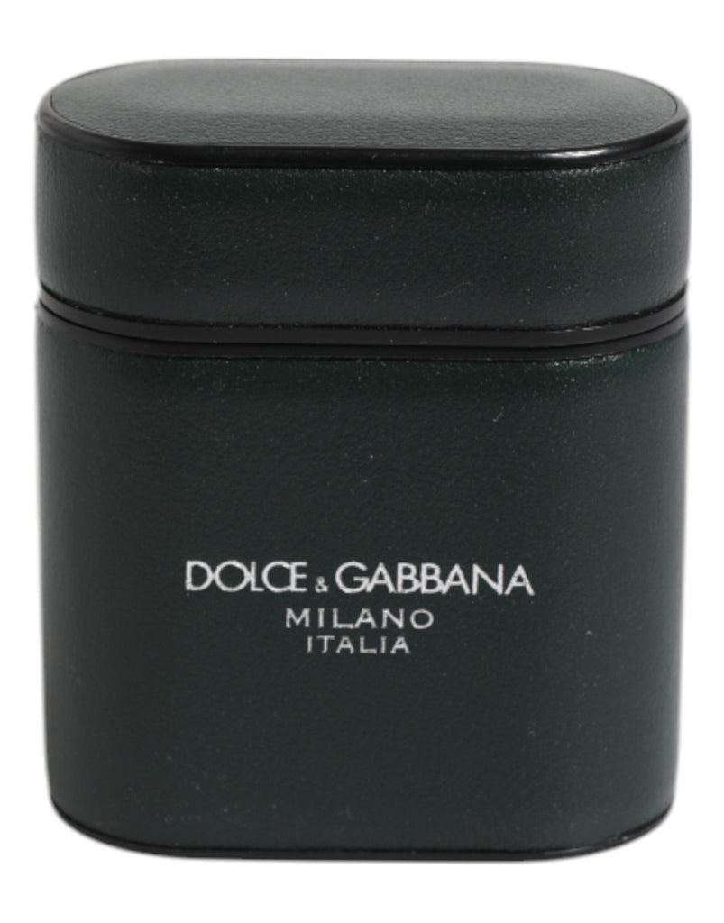 Dolce & Gabbana Black Calfskin Leather Logo Print Flip Holder Airpods Case - Beyzy Store - Dolce & Gabbana