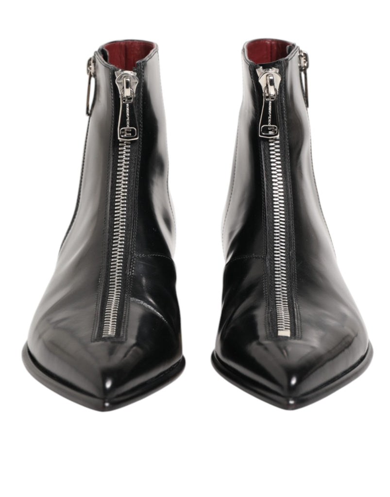 Dolce & Gabbana Black Calfskin Leather Men SHORT Boots Shoes - Beyzy Store - Dolce & Gabbana