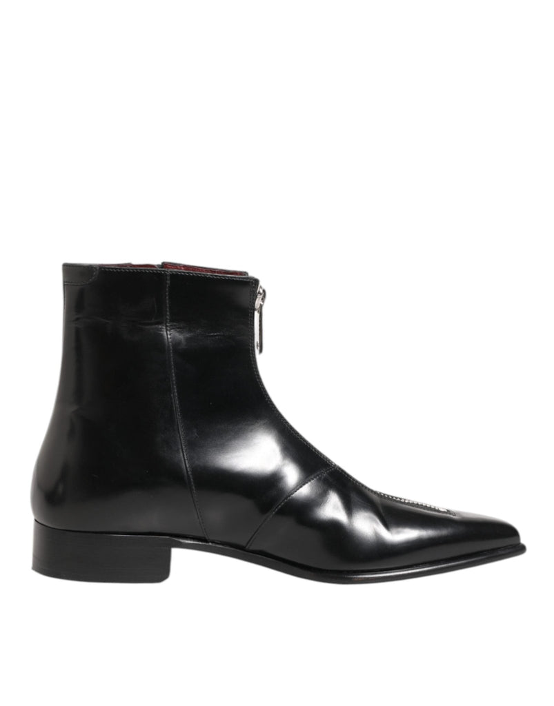Dolce & Gabbana Black Calfskin Leather Men SHORT Boots Shoes - Beyzy Store - Dolce & Gabbana