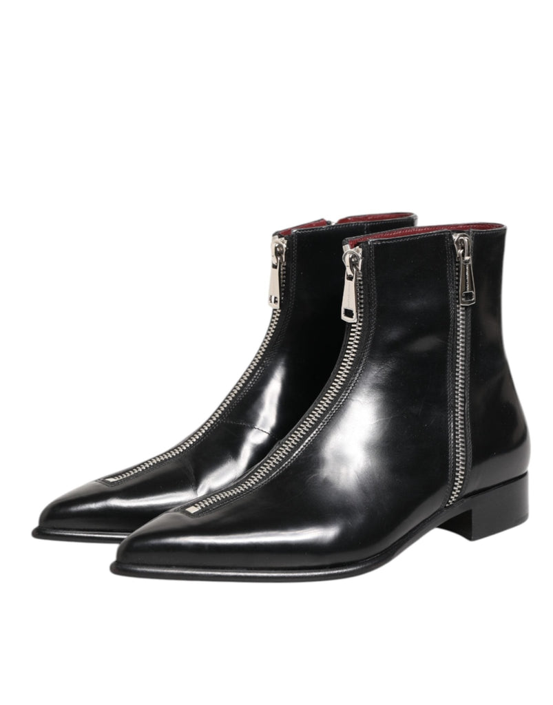 Dolce & Gabbana Black Calfskin Leather Men SHORT Boots Shoes - Beyzy Store - Dolce & Gabbana