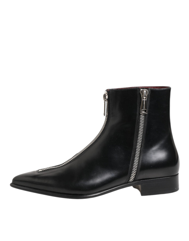Dolce & Gabbana Black Calfskin Leather Men SHORT Boots Shoes - Beyzy Store - Dolce & Gabbana