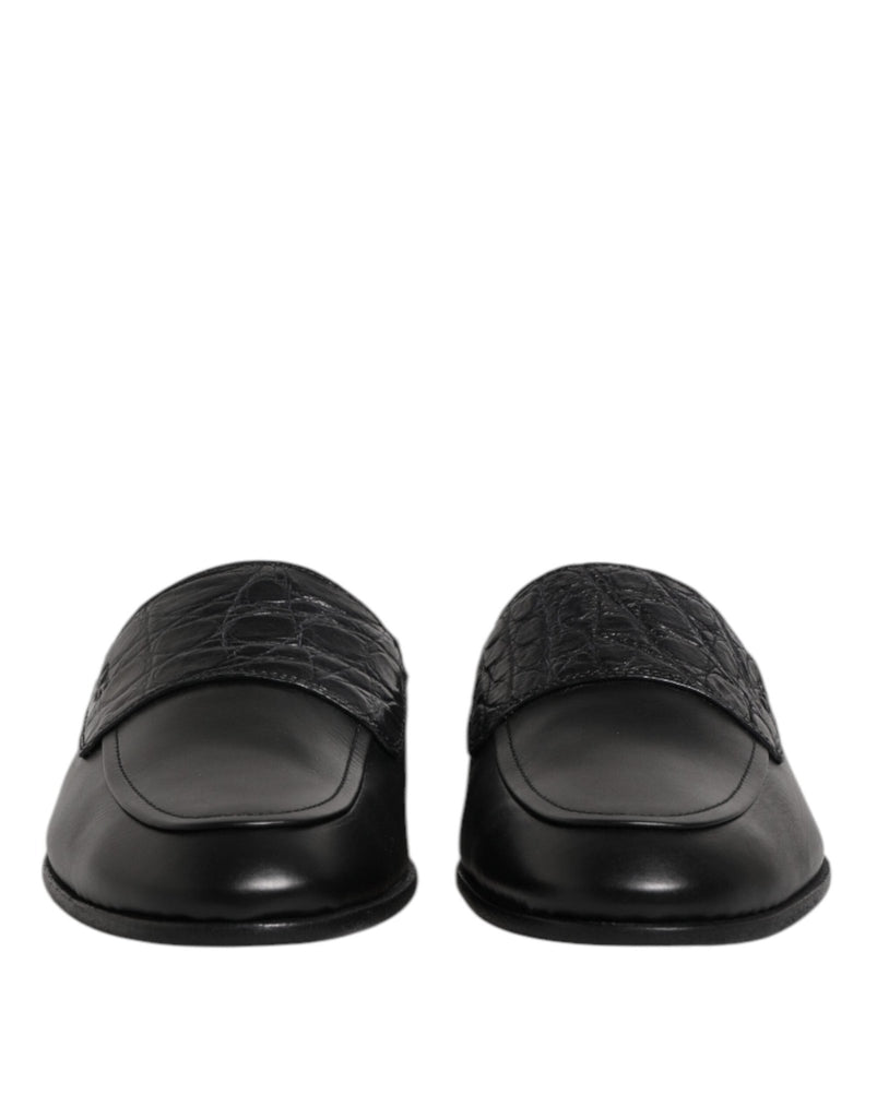 Dolce & Gabbana Black Calfskin Leather Slip On Loafers Shoes - Beyzy Store - Dolce & Gabbana