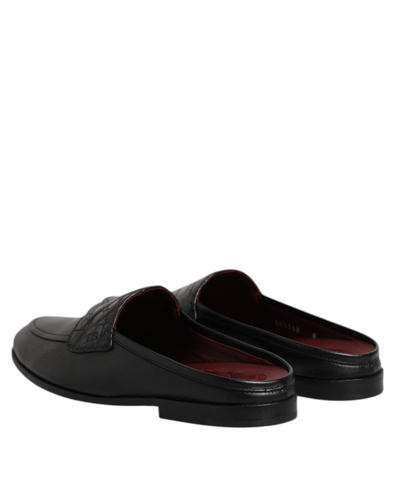 Dolce & Gabbana Black Calfskin Leather Slip On Loafers Shoes - Beyzy Store - Dolce & Gabbana