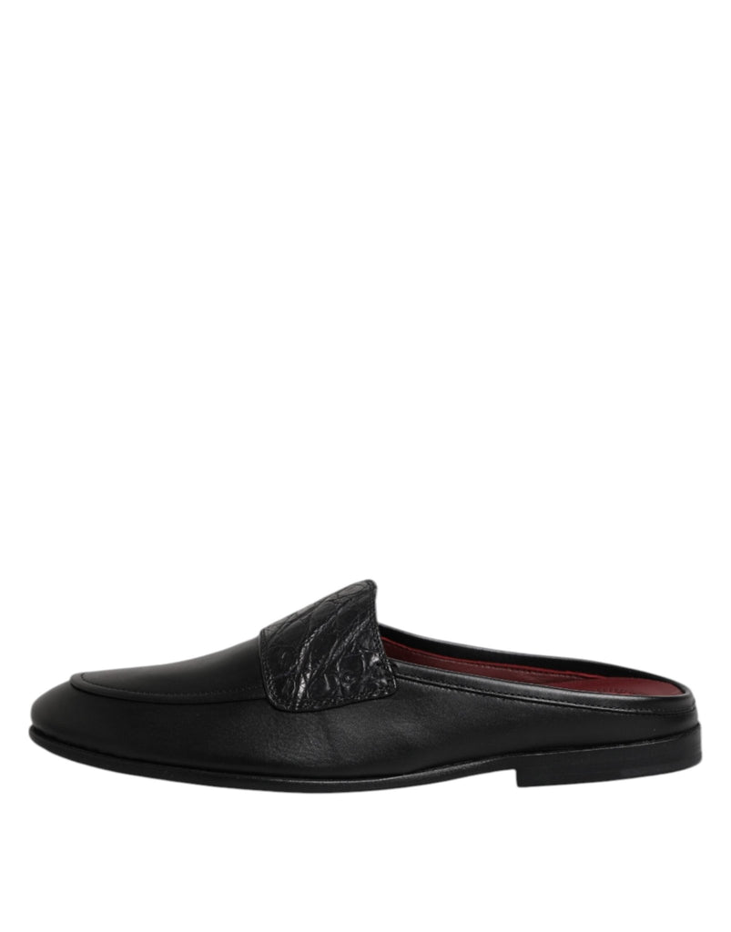 Dolce & Gabbana Black Calfskin Leather Slip On Loafers Shoes - Beyzy Store - Dolce & Gabbana