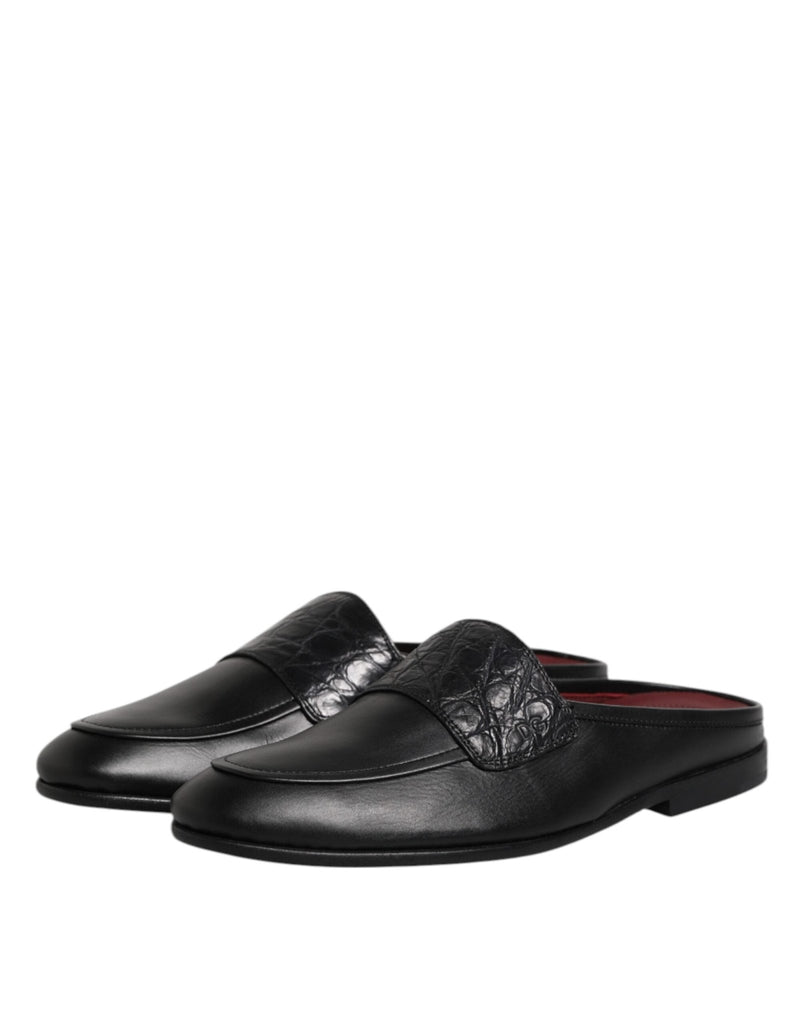 Dolce & Gabbana Black Calfskin Leather Slip On Loafers Shoes - Beyzy Store - Dolce & Gabbana