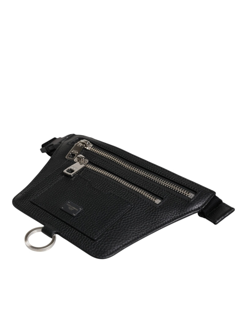 Dolce & Gabbana Black Calfskin Logo Plaque Belt Waist Men Fanny Pack Bag - Beyzy Store - Dolce & Gabbana